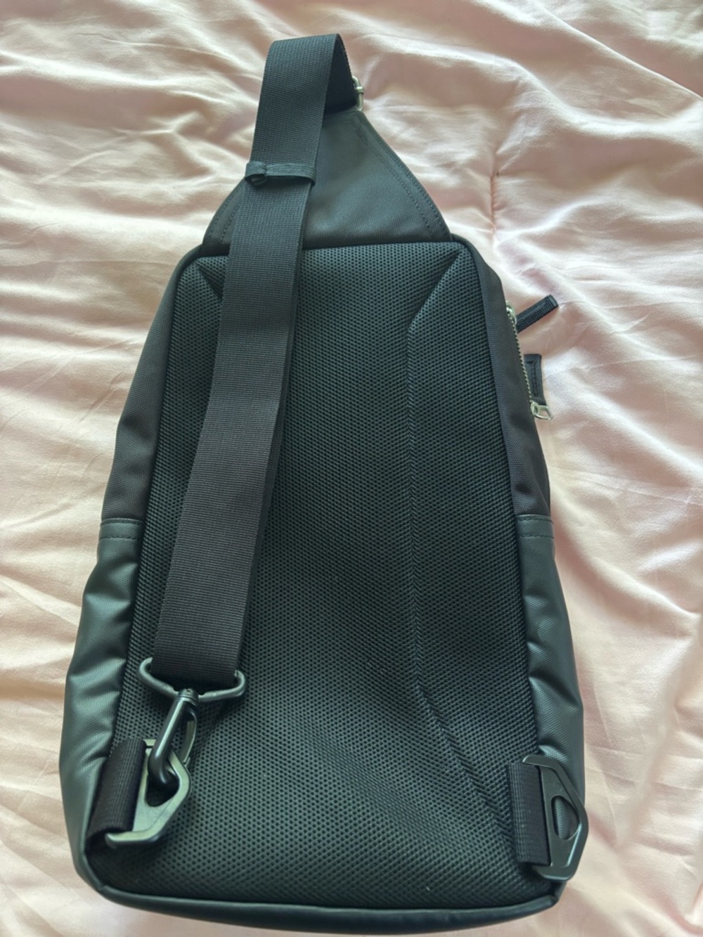 Calvin Klein Black Men's Sling Bag with Silver Zippers - Picture 3 of 8